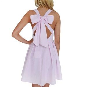 Lauren James Livingston Pink Bow Seersucker Dress
